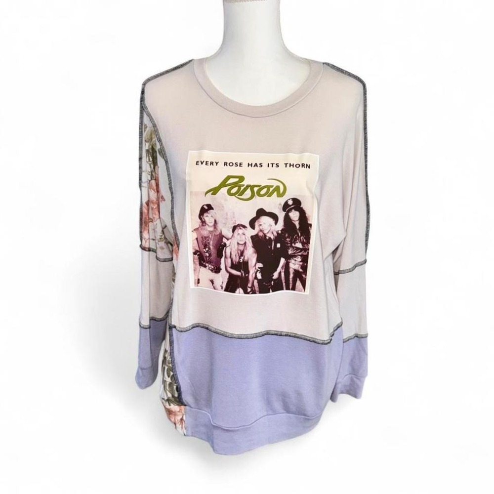 UPCYCLED BEAUTIFUL FLORAL‎ POISON ROCK BAND SHIRT LADIES XL